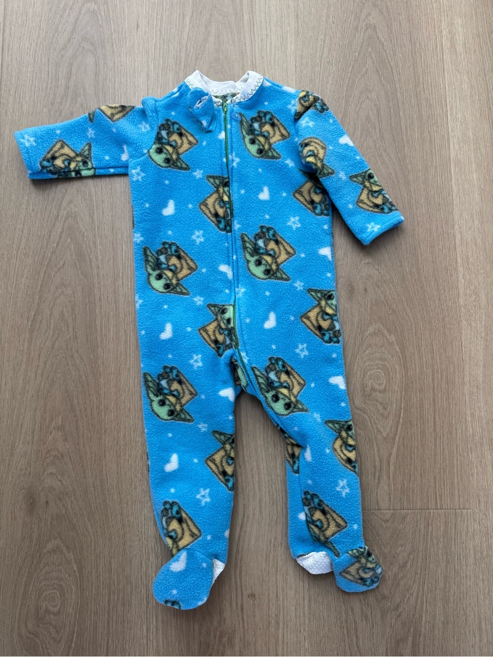 Star Wars Yoda Blue Kids Fleece One-Piece Footed Pajamas